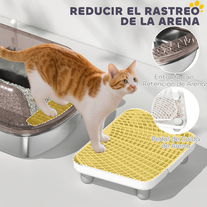 Extra Large Covered Cat Litter Box Closed with Stainless Steel Tray High Edges Shovel Step Sand Falling Area Odorless Easy Cleaning for Large Cats Gray