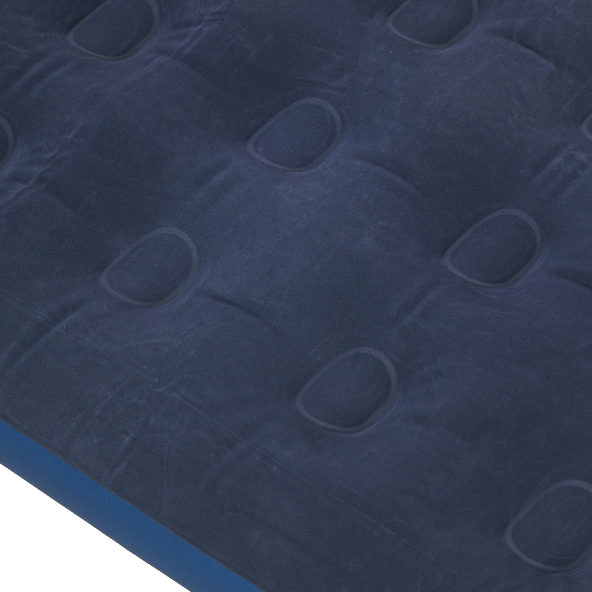 Portable Single Inflatable Air Bed with Integrated Hand Pump, Flocked Surface, for Camping, Travel - 191 x 73 x 22 cm, Blue