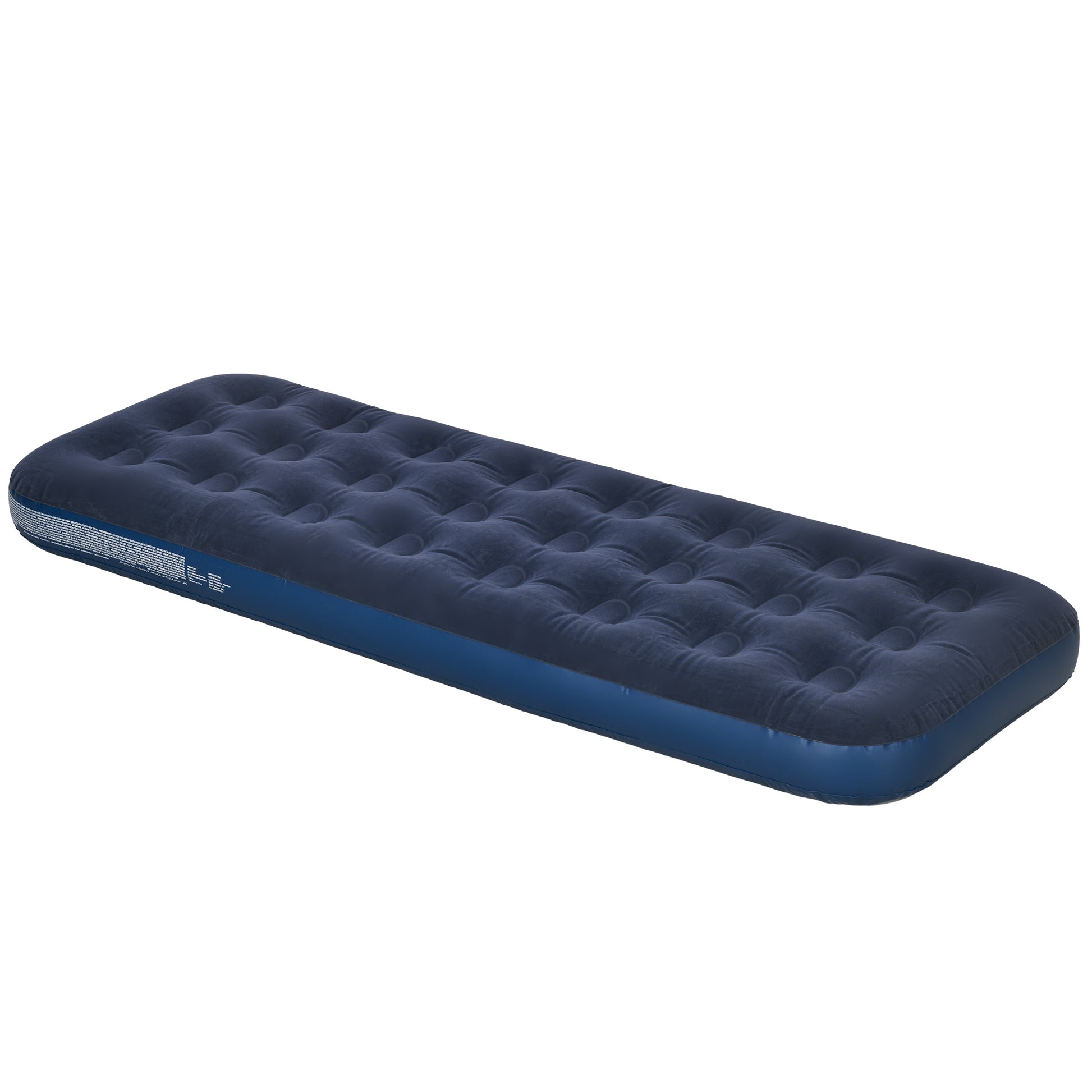Portable Single Inflatable Air Bed with Integrated Hand Pump, Flocked Surface, for Camping, Travel - 191 x 73 x 22 cm, Blue