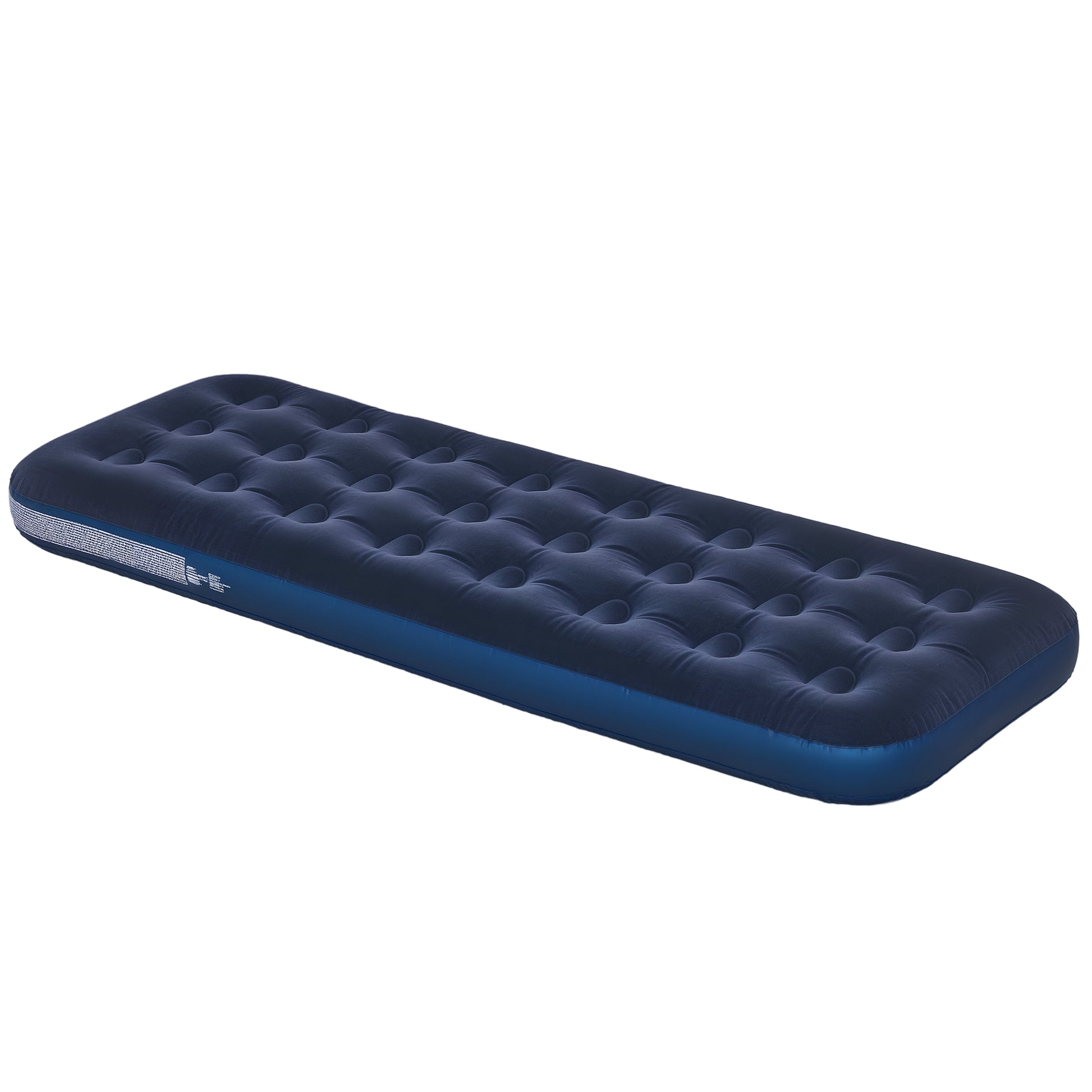 Portable Single Inflatable Air Bed with Integrated Hand Pump, Flocked Surface, for Camping, Travel - 191 x 73 x 22 cm, Blue