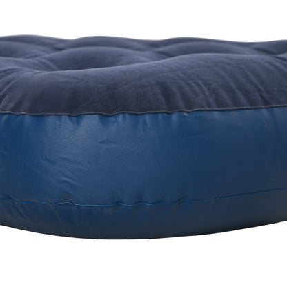 Portable Single Inflatable Air Bed with Integrated Hand Pump, Flocked Surface, for Camping, Travel - 191 x 73 x 22 cm, Blue