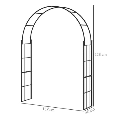Garden Arch for Climbing Plants, Metal Garden Arch for Decorations and Events, 157x40x223cm, Black
