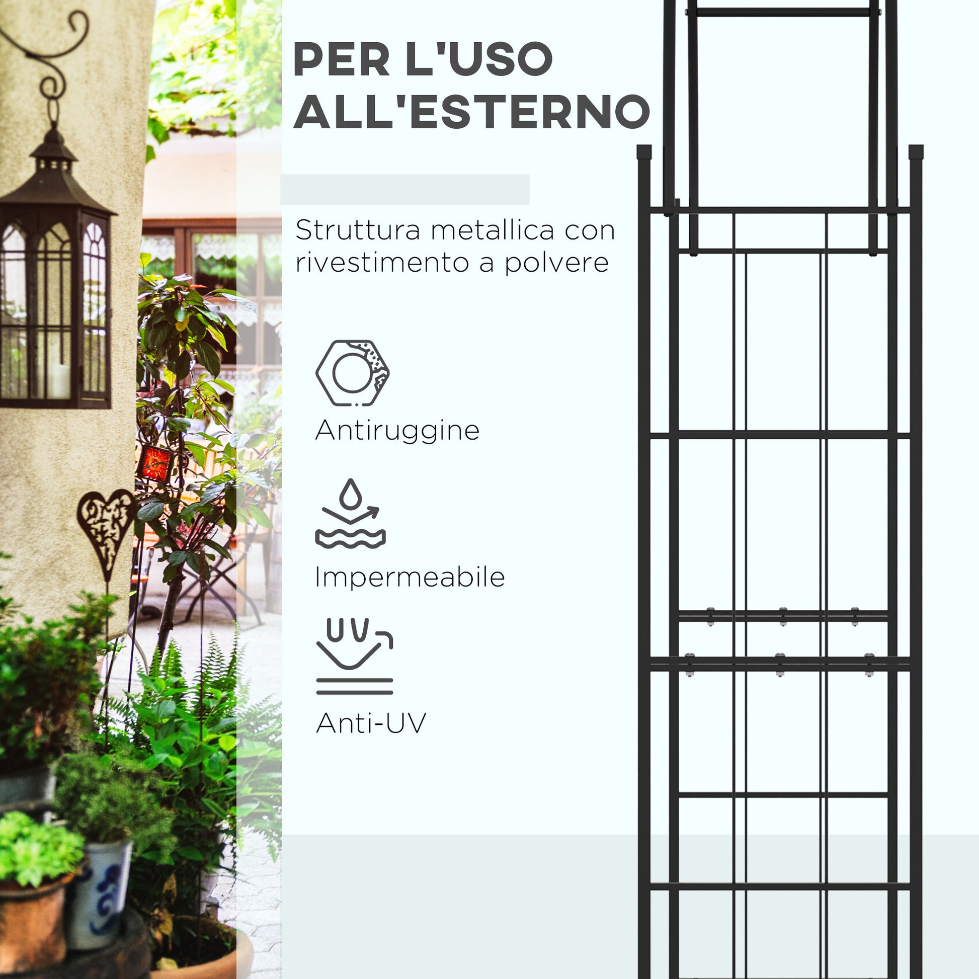 Garden Arch for Climbing Plants, Metal Garden Arch for Decorations and Events, 157x40x223cm, Black