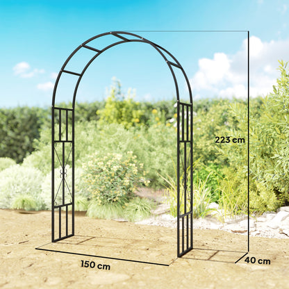 Steel Garden Arch, Rose Garden Arch for Climbing Plants, Roses, Wisteria, for Ceremony Decoration, 150 x 40 x 223 cm, black