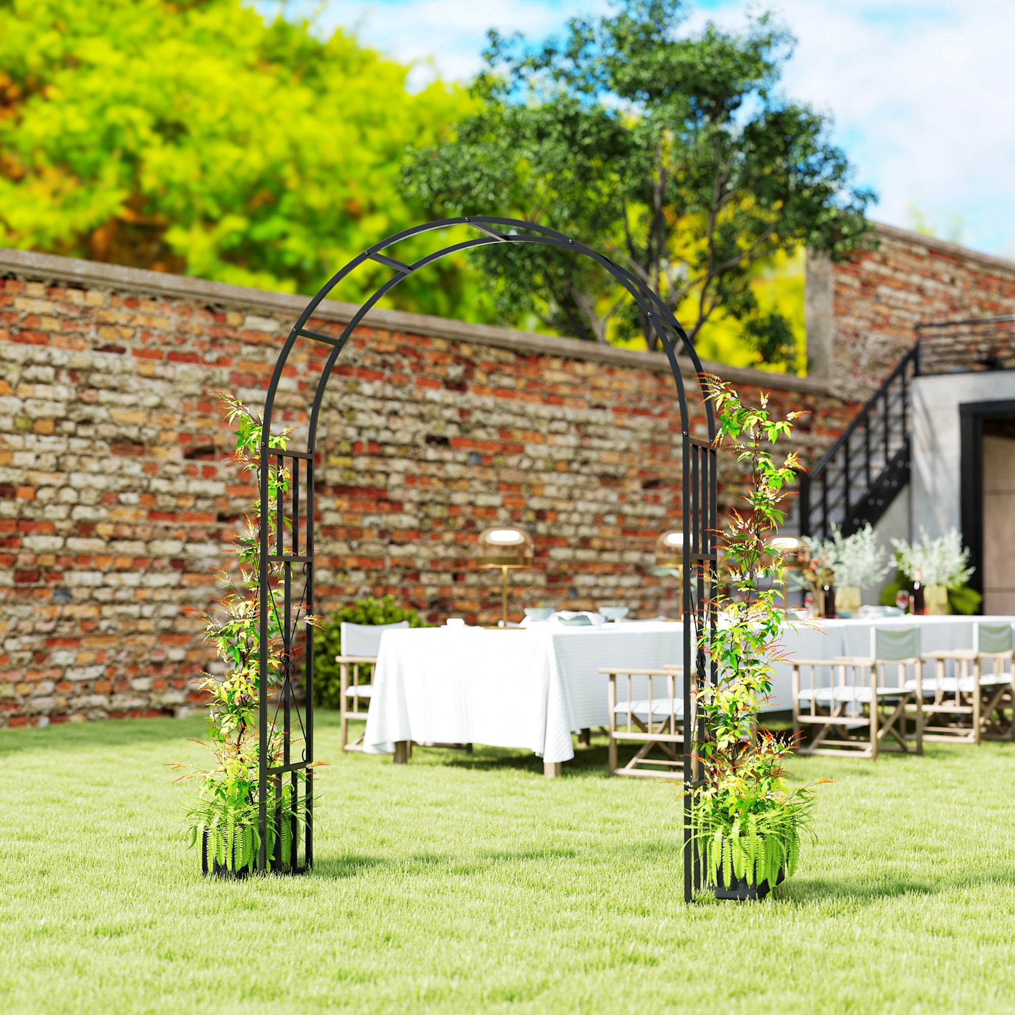 Steel Garden Arch, Rose Garden Arch for Climbing Plants, Roses, Wisteria, for Ceremony Decoration, 150 x 40 x 223 cm, black