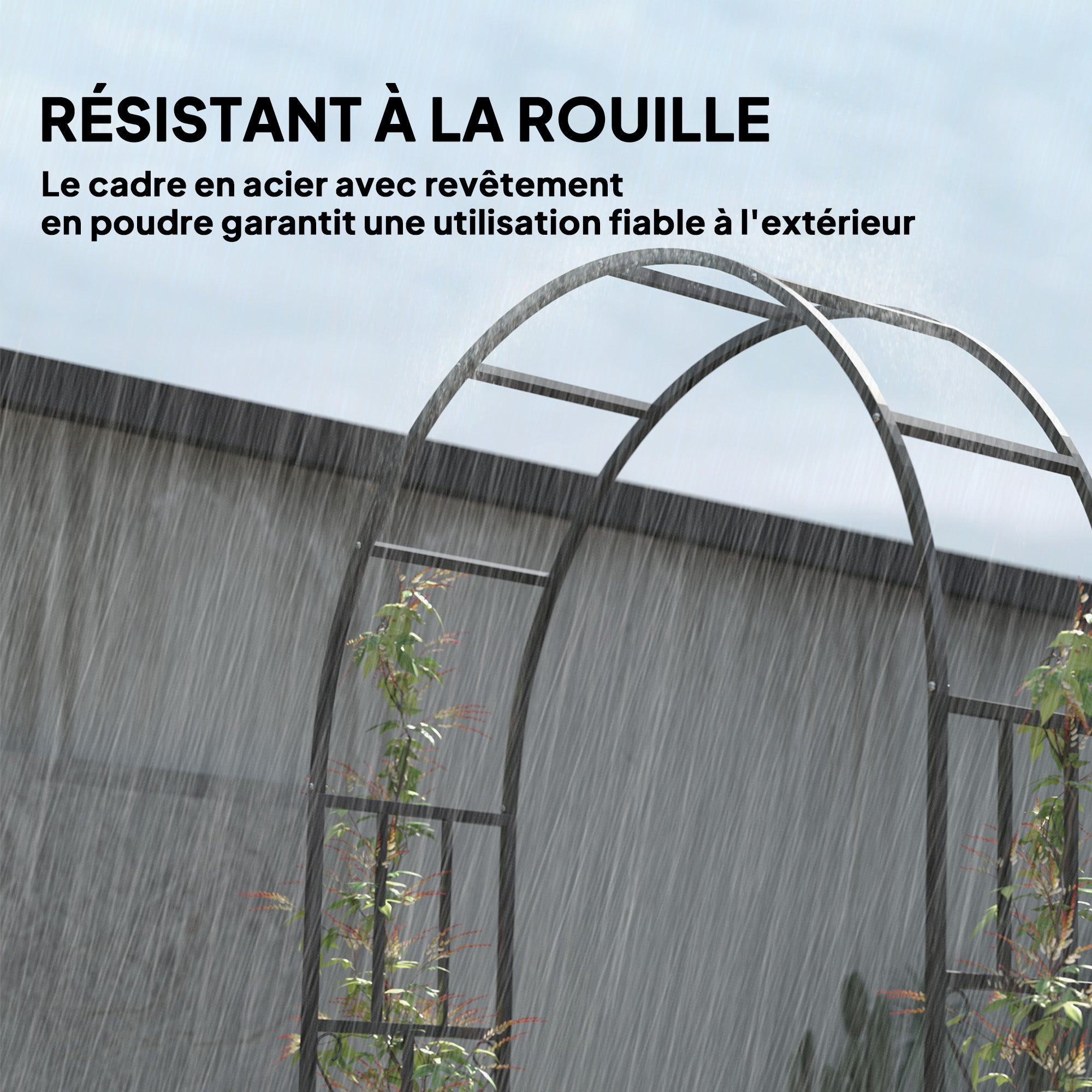 Steel Garden Arch, Rose Garden Arch for Climbing Plants, Roses, Wisteria, for Ceremony Decoration, 150 x 40 x 223 cm, black