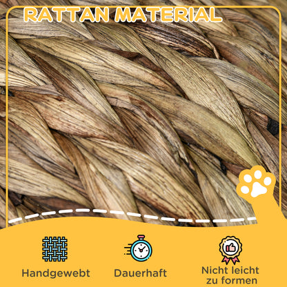 Rattan Cat Basket Cat Cave Cat Cottage Cat Bed with Cushion Pet Bed Water Hyacinth Coffee 42 x 33 x 52 cm