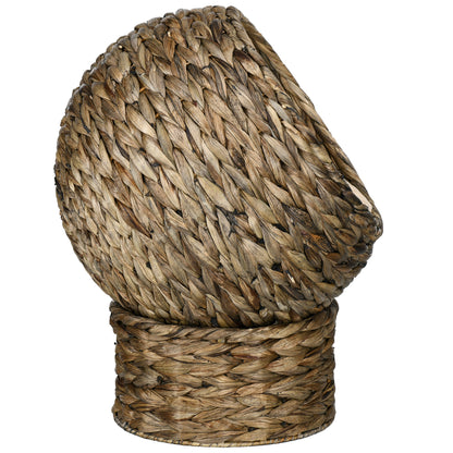 Rattan Cat Basket Cat Cave Cat Cottage Cat Bed with Cushion Pet Bed Water Hyacinth Coffee 42 x 33 x 52 cm