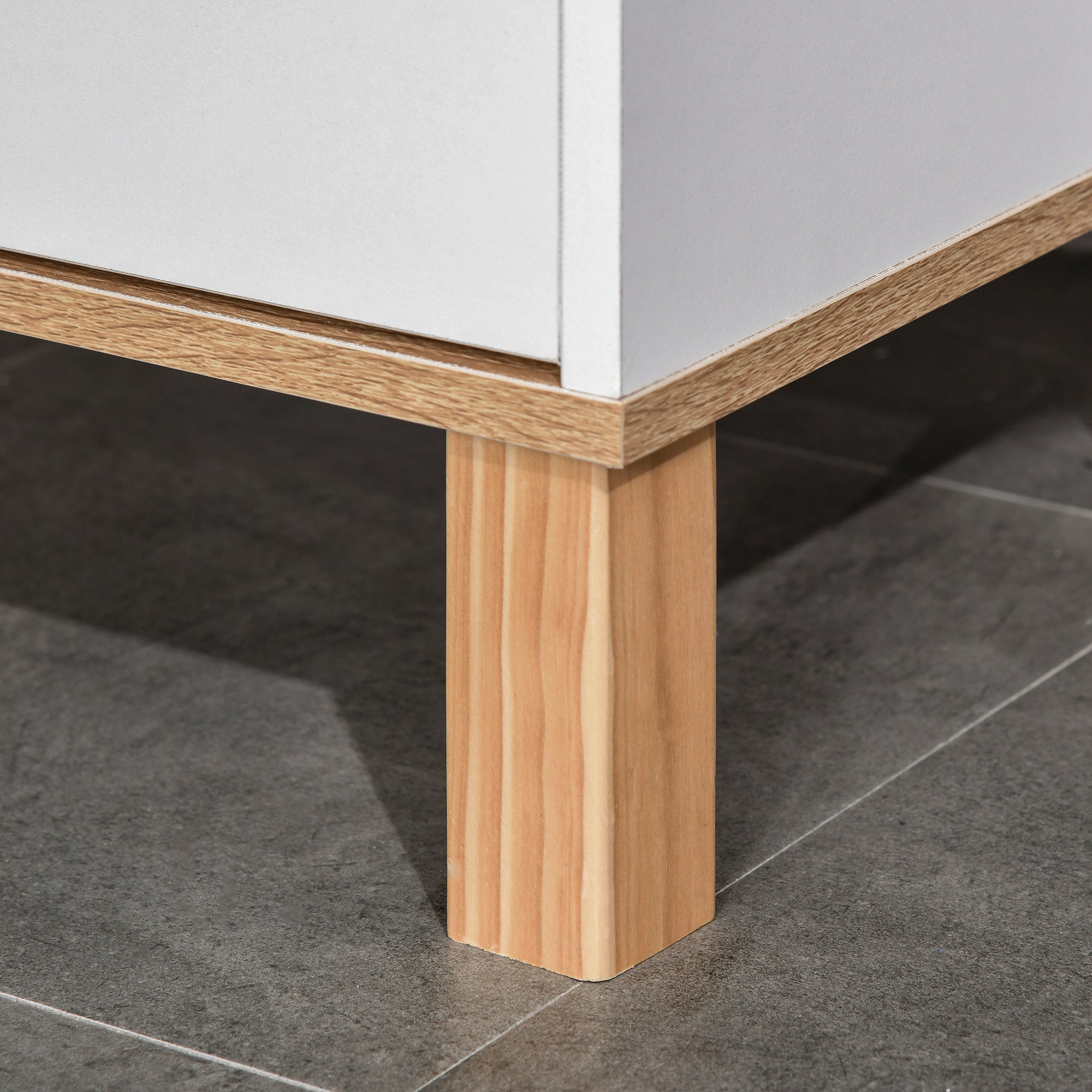 Space Saving Bathroom Cabinet in Wood, Tall Cabinet with Cabinets and Drawer, 15.35x11.81x70.87", White