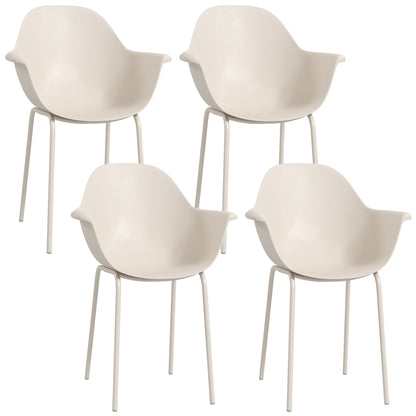 Garden Chair 4-Piece Set Weatherproof Plastic Garden Chairs with Armrests Backrest Terrace Chair Up to 120 kg Load Capacity Outdoor Furniture for backyard, garden, balcony Gray