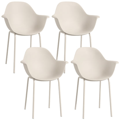 Garden Chair 4-Piece Set Weatherproof Plastic Garden Chairs with Armrests Backrest Terrace Chair Up to 120 kg Load Capacity Outdoor Furniture for backyard, garden, balcony Gray