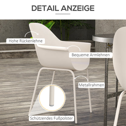 Garden Chair 4-Piece Set Weatherproof Plastic Garden Chairs with Armrests Backrest Terrace Chair Up to 120 kg Load Capacity Outdoor Furniture for backyard, garden, balcony Gray