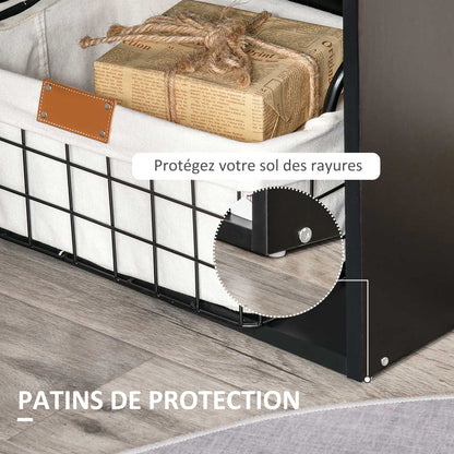 Computer Desk with Storage, 6 Open Compartments, Computer Table for Bedroom, Studio, 120 x 55 x 120 cm, Black