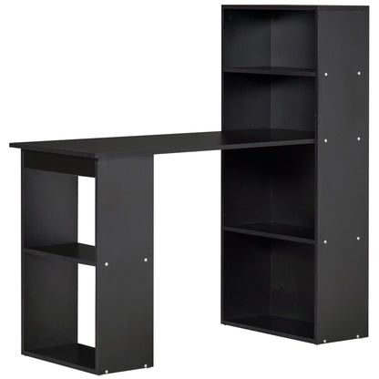 Computer Desk with Storage, 6 Open Compartments, Computer Table for Bedroom, Studio, 120 x 55 x 120 cm, Black