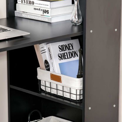 Computer Desk with Storage, 6 Open Compartments, Computer Table for Bedroom, Studio, 120 x 55 x 120 cm, Black