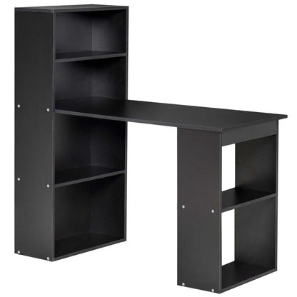 Computer Desk with Storage, 6 Open Compartments, Computer Table for Bedroom, Studio, 120 x 55 x 120 cm, Black
