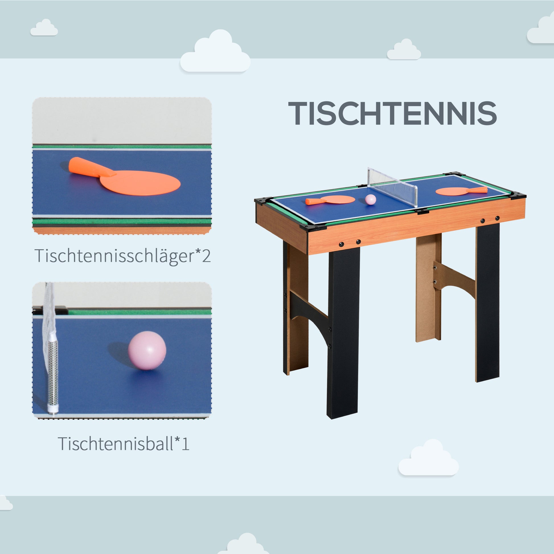 4-in-1 Multi Game Table Multi Game Table with Table Football, Table Hockey, Table Tennis, Billiards Multifunctional Game Table made of MDF, 92 x 78 x 80cm