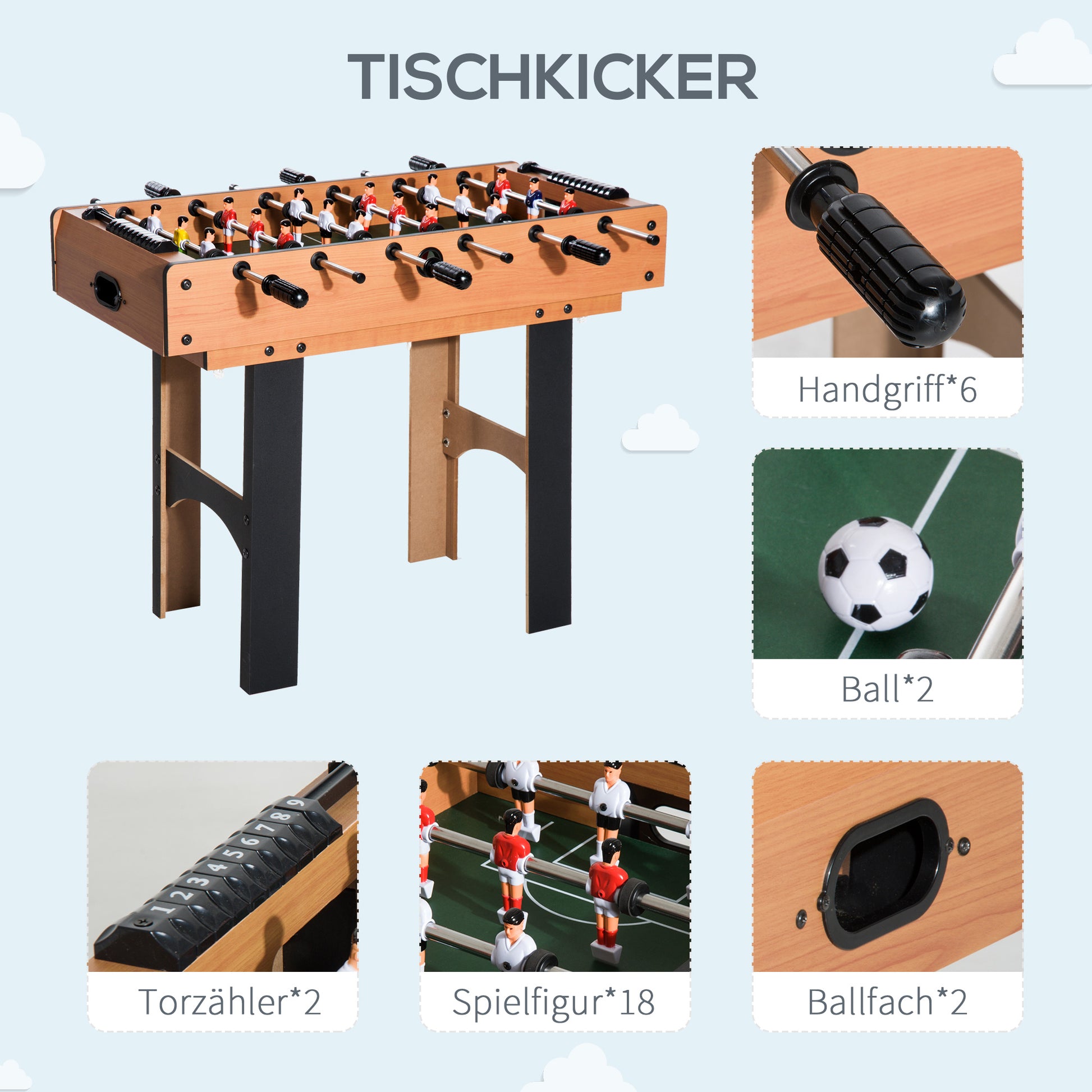 4-in-1 Multi Game Table Multi Game Table with Table Football, Table Hockey, Table Tennis, Billiards Multifunctional Game Table made of MDF, 92 x 78 x 80cm