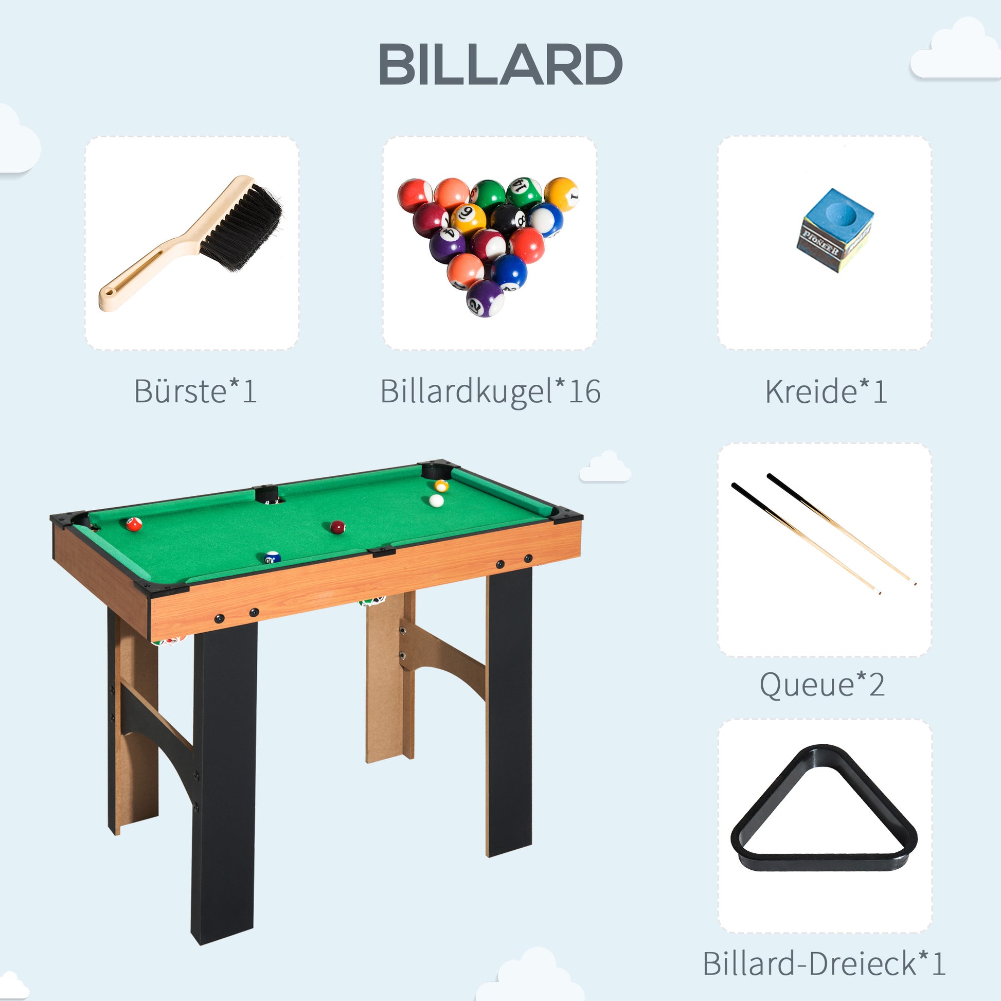 4-in-1 Multi Game Table Multi Game Table with Table Football, Table Hockey, Table Tennis, Billiards Multifunctional Game Table made of MDF, 92 x 78 x 80cm