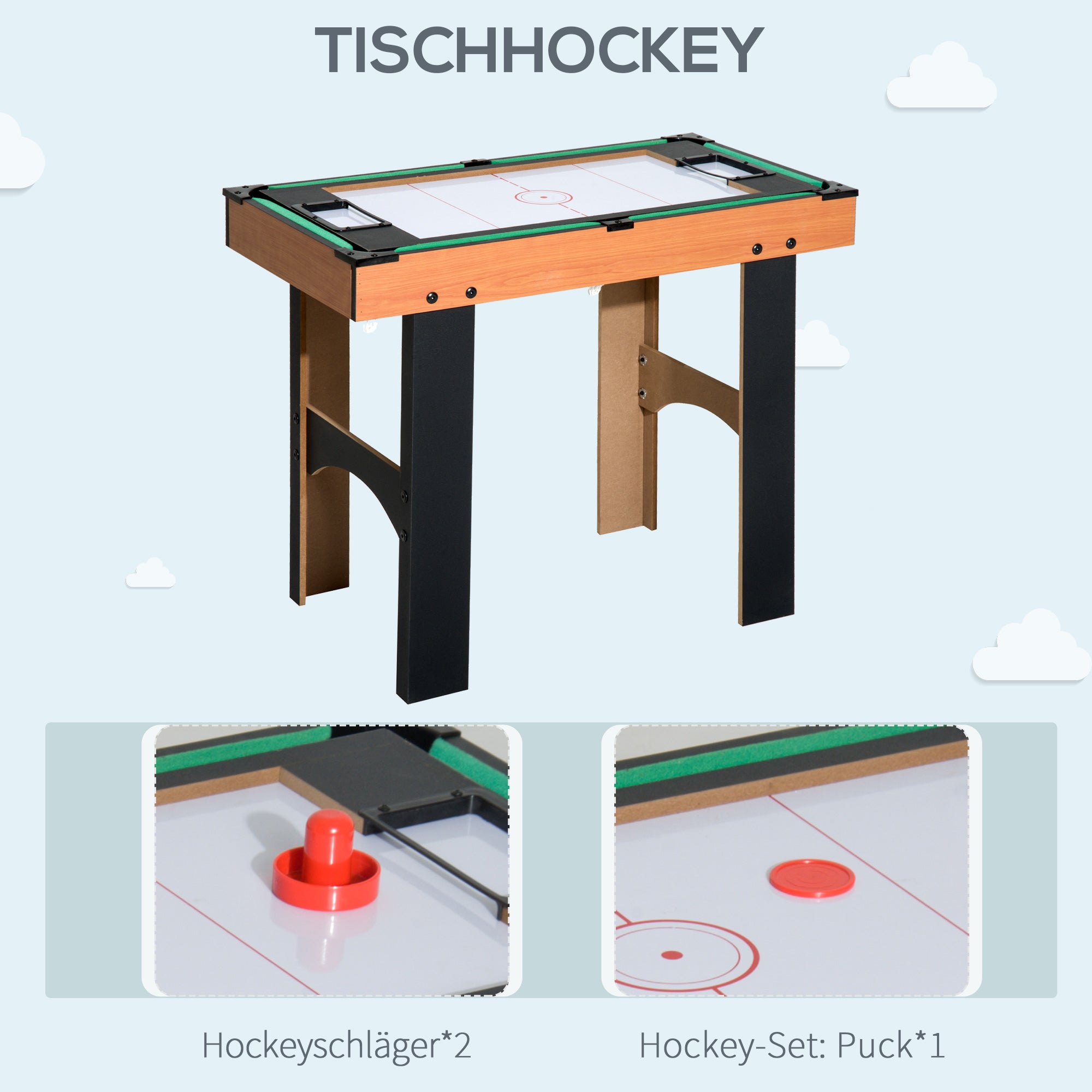 4-in-1 Multi Game Table Multi Game Table with Table Football, Table Hockey, Table Tennis, Billiards Multifunctional Game Table made of MDF, 92 x 78 x 80cm