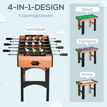 4-in-1 Multi Game Table Multi Game Table with Table Football, Table Hockey, Table Tennis, Billiards Multifunctional Game Table made of MDF, 92 x 78 x 80cm