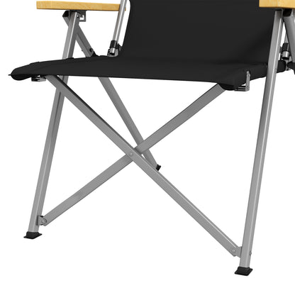 Folding Camping Chair with 4-Position Adjustable Backrest, Headrest, Folding Chair with Carrying Bag for Pool, Beach, Oxford, Black