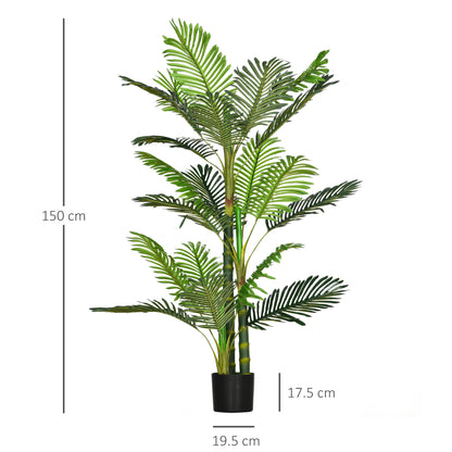 Artificial Plant, Artificial Palm Tree, Artificial Plant with Cement Filling, Fake Palm Tree in Pot, Indoor Plant for Home Decor, 150 cm, Green