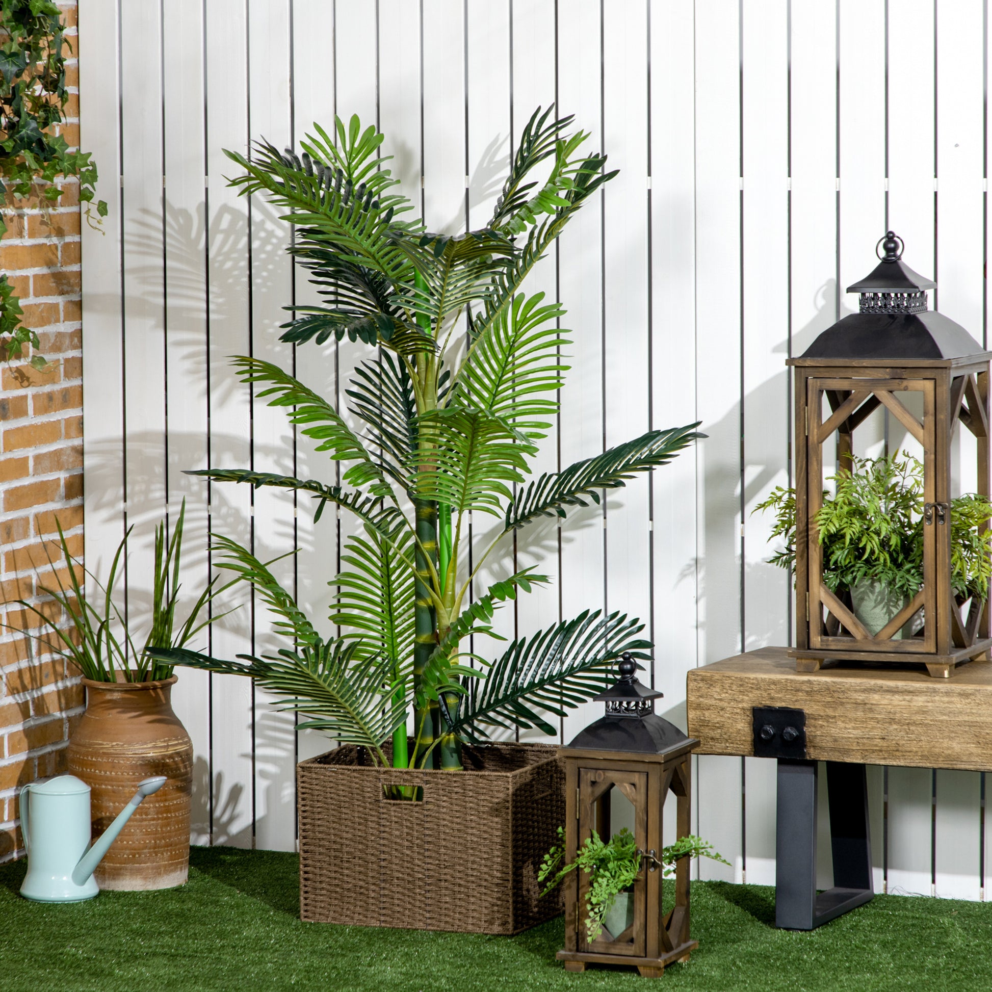 Artificial Plant, Artificial Palm Tree, Artificial Plant with Cement Filling, Fake Palm Tree in Pot, Indoor Plant for Home Decor, 150 cm, Green