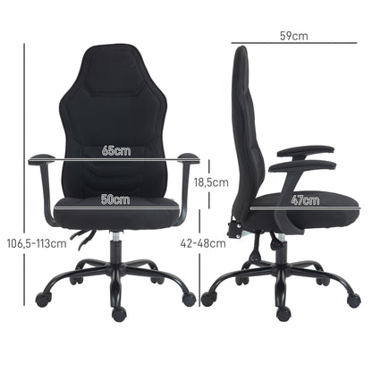 Gaming Chair Gamer Ergonomic Office Chair with Adjustable Backrest Height Adjustable Breathable Fabric Black