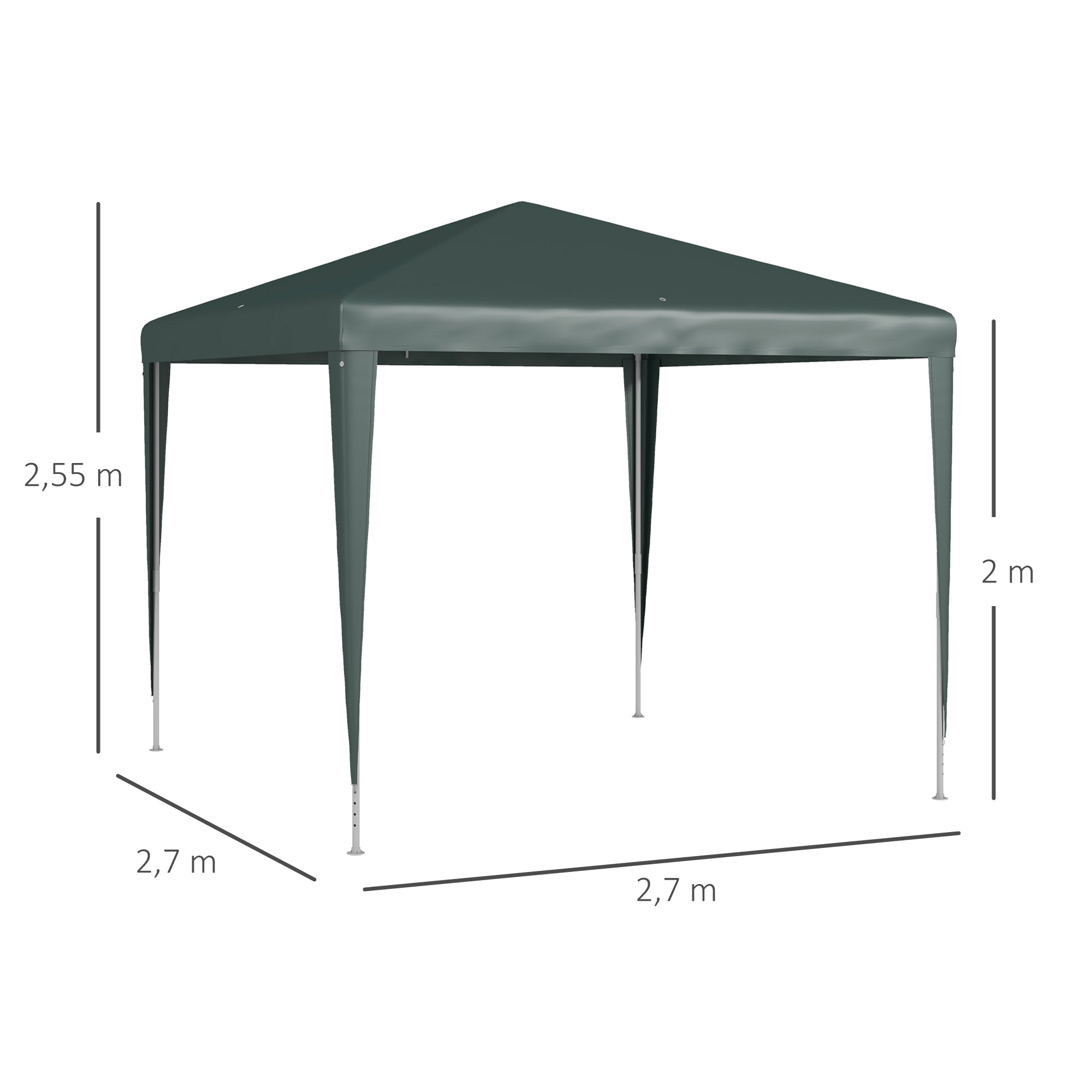Gazebo 2.7x2.7m Rectangular Water-Resistant Stable Winterproof Gazebo Party Tent Garden Tent Garden Gazebo Marquee for Camping Garden, Dark Green