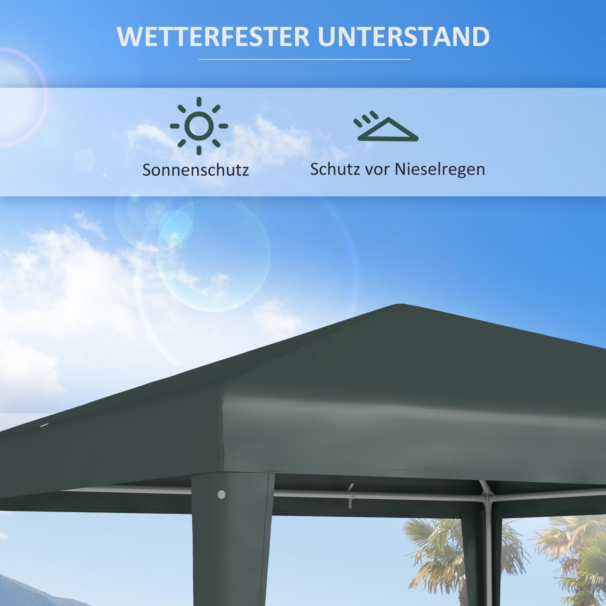 Gazebo 2.7x2.7m Rectangular Water-Resistant Stable Winterproof Gazebo Party Tent Garden Tent Garden Gazebo Marquee for Camping Garden, Dark Green
