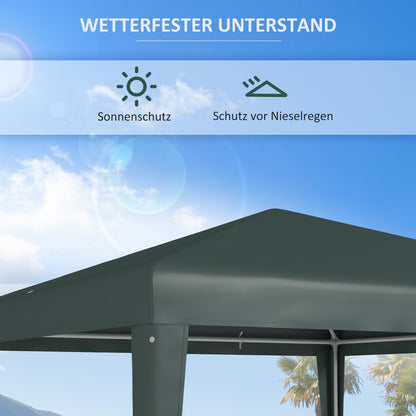 Gazebo 2.7x2.7m Rectangular Water-Resistant Stable Winterproof Gazebo Party Tent Garden Tent Garden Gazebo Marquee for Camping Garden, Dark Green