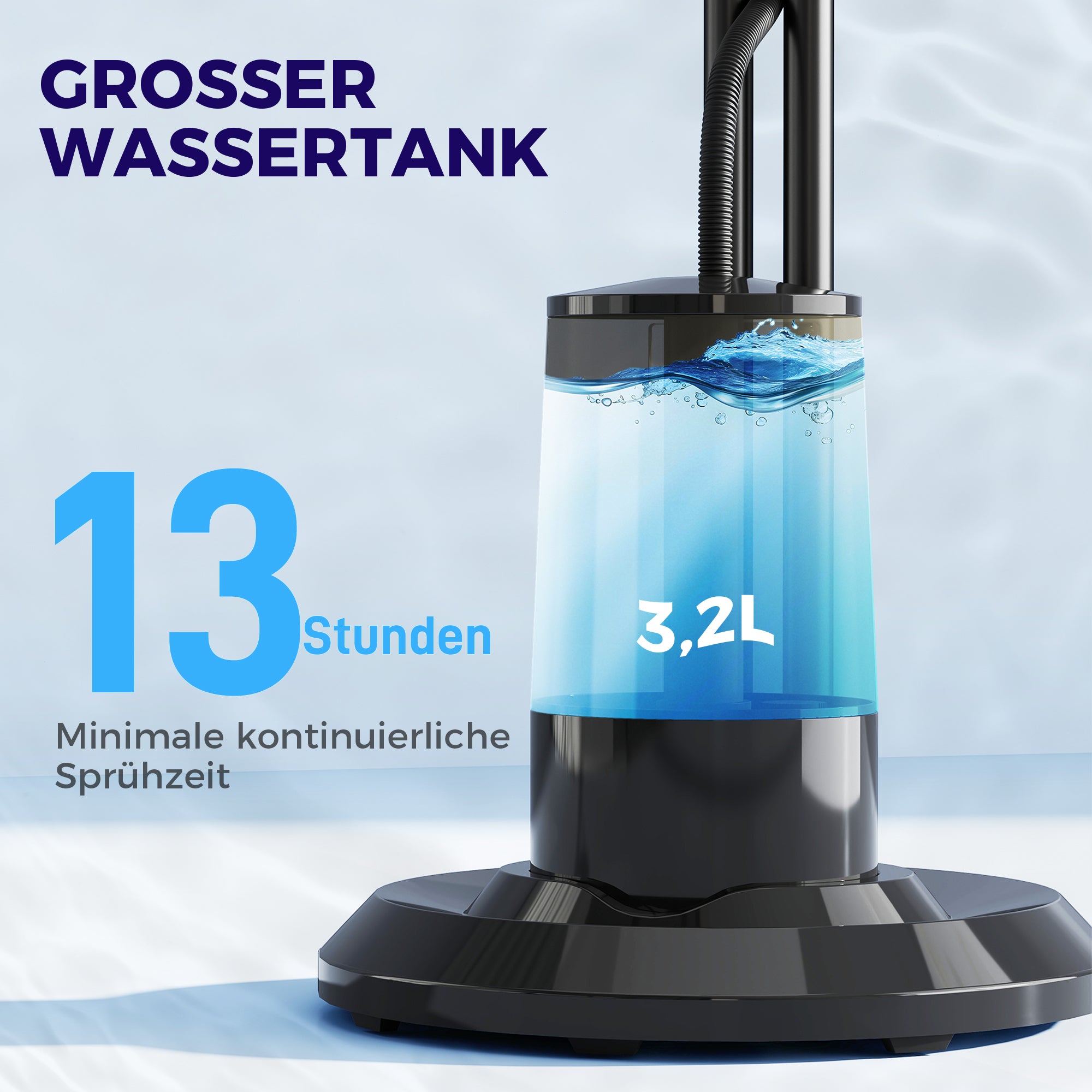 Water Cooling Fan, Stand Fan with Misting Spray, Remote Control, Timer Function, 3.2L Water Tank, 3 Modes, 75W, Oscillating Water Fan with Rollers, 120cm