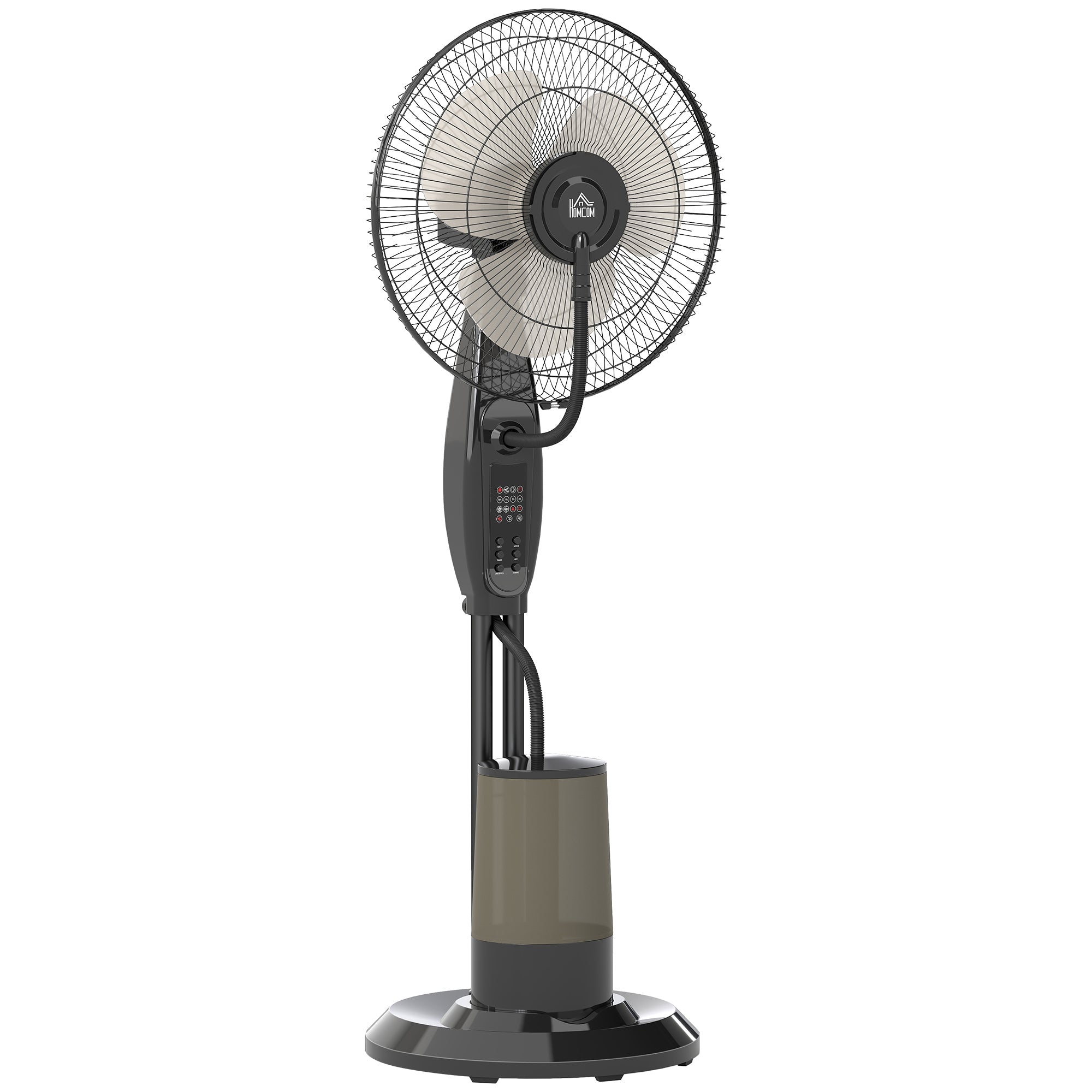 Water Cooling Fan, Stand Fan with Misting Spray, Remote Control, Timer Function, 3.2L Water Tank, 3 Modes, 75W, Oscillating Water Fan with Rollers, 120cm