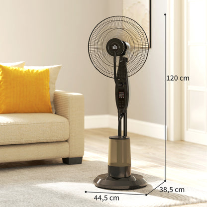 Water Cooling Fan, Stand Fan with Misting Spray, Remote Control, Timer Function, 3.2L Water Tank, 3 Modes, 75W, Oscillating Water Fan with Rollers, 120cm