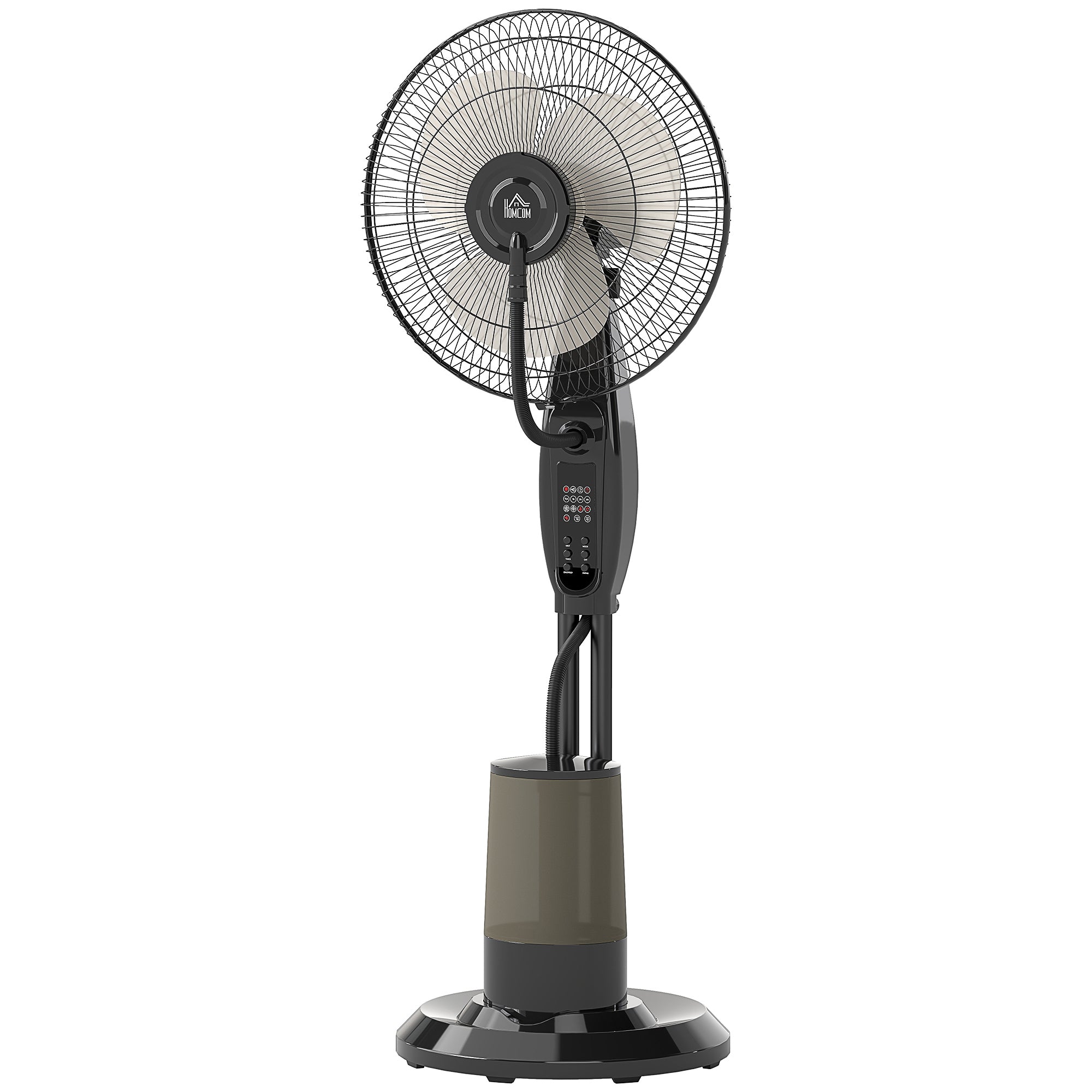 Water Cooling Fan, Stand Fan with Misting Spray, Remote Control, Timer Function, 3.2L Water Tank, 3 Modes, 75W, Oscillating Water Fan with Rollers, 120cm