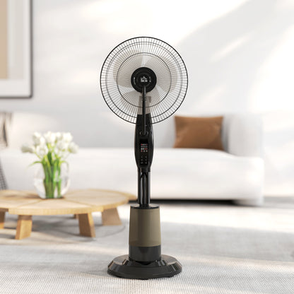 Water Cooling Fan, Stand Fan with Misting Spray, Remote Control, Timer Function, 3.2L Water Tank, 3 Modes, 75W, Oscillating Water Fan with Rollers, 120cm