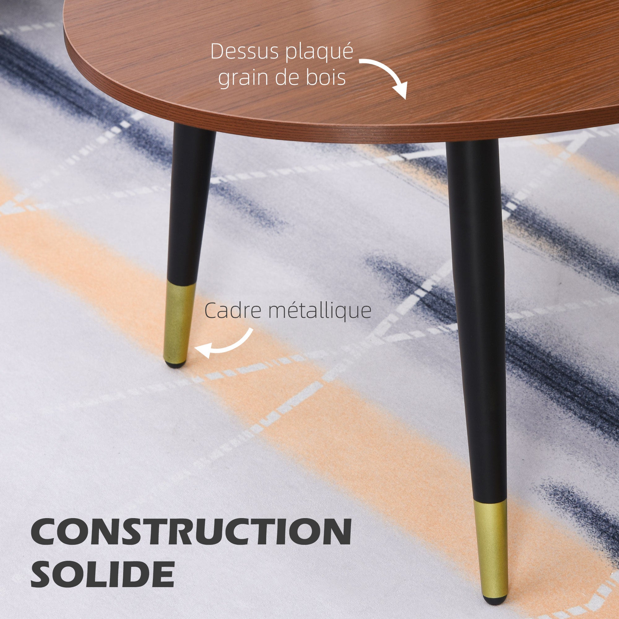 Oval Multifunctional Coffee Side Table 100 x 60 x 42 cm Dark Teak Look