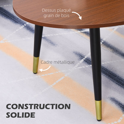 Oval Multifunctional Coffee Side Table 100 x 60 x 42 cm Dark Teak Look