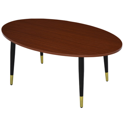 Oval Multifunctional Coffee Side Table 100 x 60 x 42 cm Dark Teak Look
