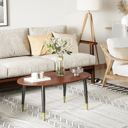 Oval Multifunctional Coffee Side Table 100 x 60 x 42 cm Dark Teak Look