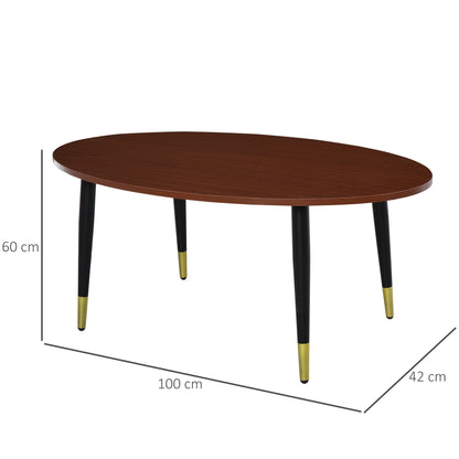 Oval Multifunctional Coffee Side Table 100 x 60 x 42 cm Dark Teak Look