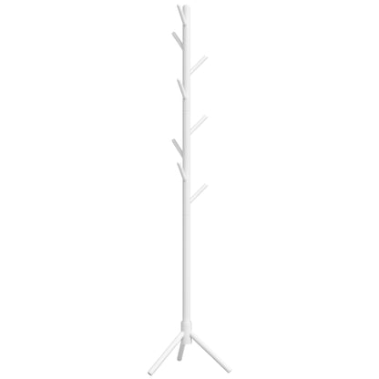 Coat Rack Stand Clothes Rack Wooden with 8 Hooks for Hanging Bags Tree Shape for Hallway Entryway Bedroom 40x40x165 cm White