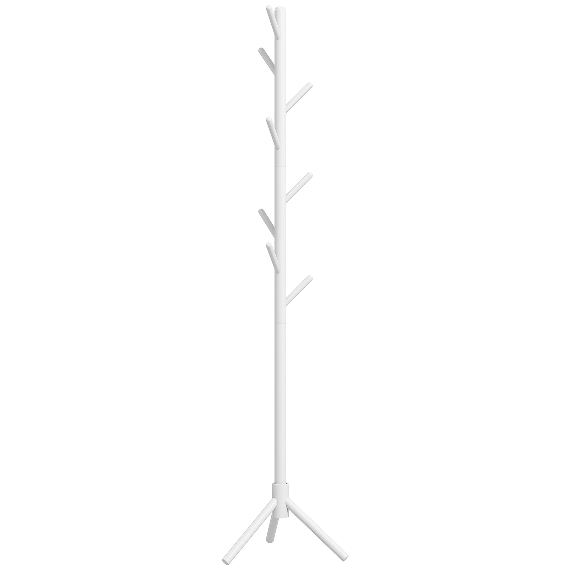 Coat Rack Stand Clothes Rack Wooden with 8 Hooks for Hanging Bags Tree Shape for Hallway Entryway Bedroom 40x40x165 cm White