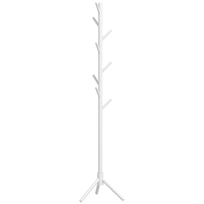 Coat Rack Stand Clothes Rack Wooden with 8 Hooks for Hanging Bags Tree Shape for Hallway Entryway Bedroom 40x40x165 cm White