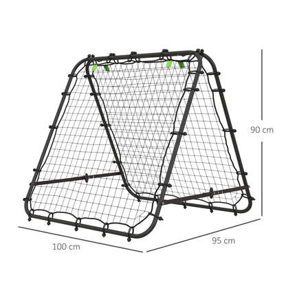 Rebounder for Soccer, Adjustable Kickback Wall with 5 Angle Positions and Rebound Net, 100 x 95cm Soccer Goal for Teens, Rebound Wall for Handball Training, Black