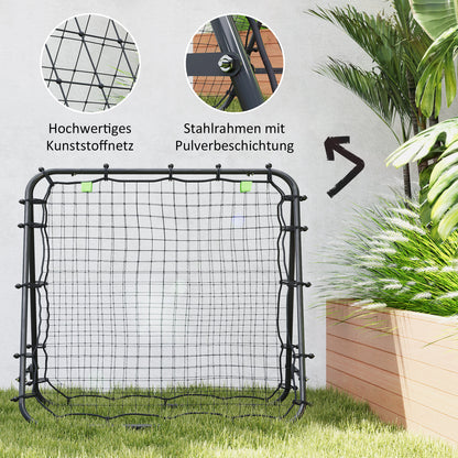 Rebounder for Soccer, Adjustable Kickback Wall with 5 Angle Positions and Rebound Net, 100 x 95cm Soccer Goal for Teens, Rebound Wall for Handball Training, Black