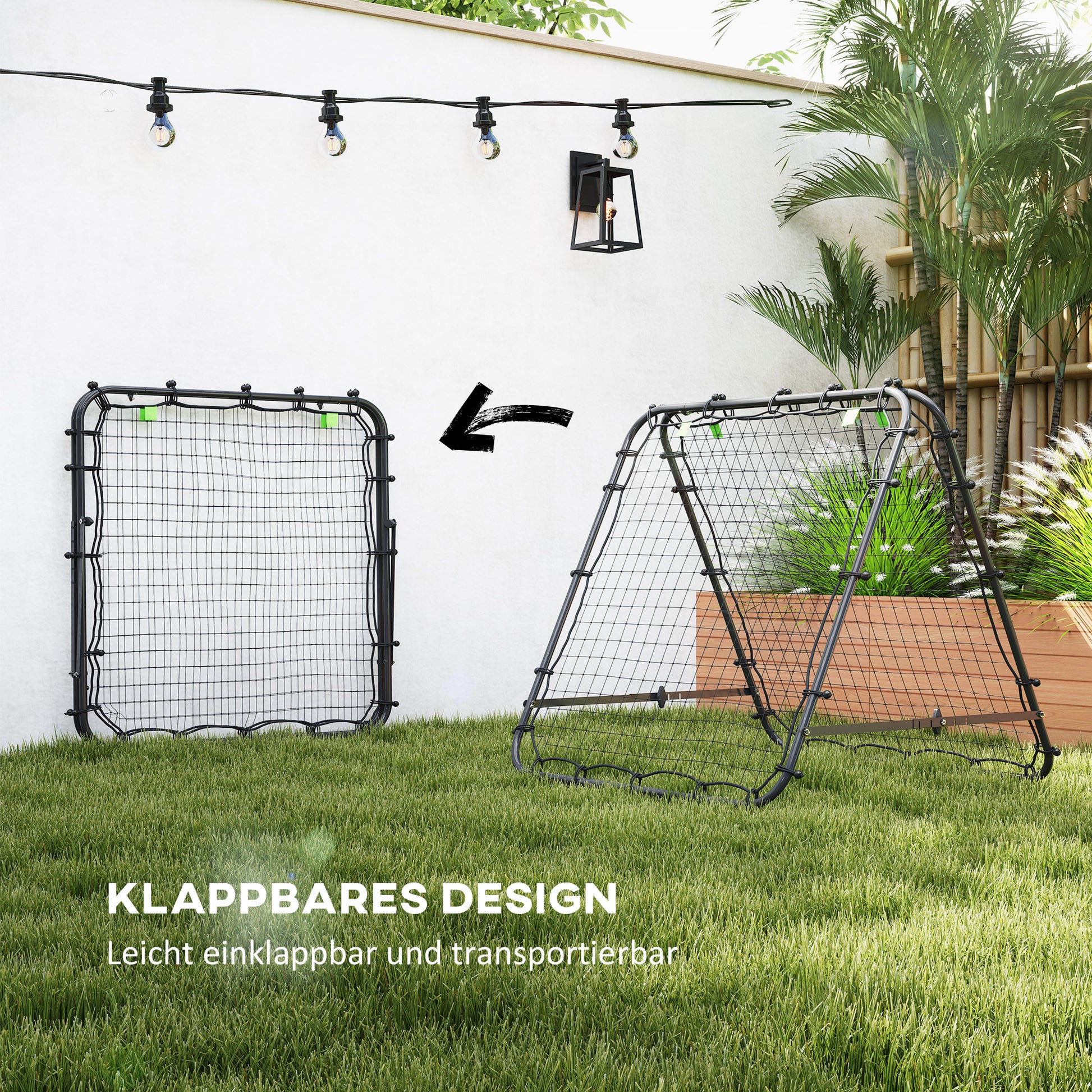 Rebounder for Soccer, Adjustable Kickback Wall with 5 Angle Positions and Rebound Net, 100 x 95cm Soccer Goal for Teens, Rebound Wall for Handball Training, Black