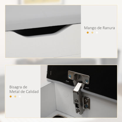 Shoe Cabinet Storage Bench with Seat Shelves Drawer and Cushion Two Levels for Entryway and Foyers Modern Max Load 120kg 80x30x43cm White