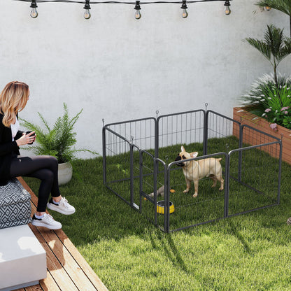 Dog Playpen, 8 Panel Modular and Foldable Dog Enclosure, Portable Steel Pen 60H cm with 1 Door, Fence for Small Dogs, Indoor and Outdoor, Black